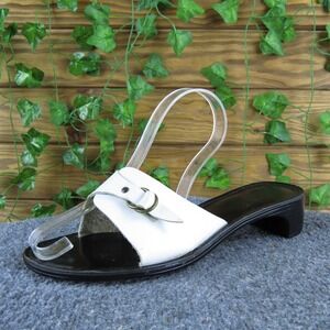 Bass Women Kerry Italy Slide White Leather Sz 9.5 Medium Gently Used 2025